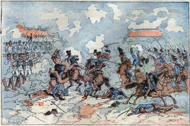 La batalla de Auerstaedt entre el ejército prusiano y el ejército francés liderado por Louis Nicolas Davout (1770-1823), 14 de octubre