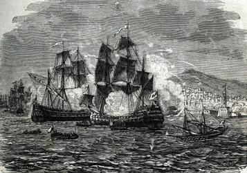El bombardeo de Argel en agosto de 1682 por Abraham Duquesne (detalle) 1864