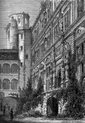 El castillo de Heidelberg en Alemania, hogar de una de las universidades más famosas de Europa en el siglo XIX. Grabado en el ilustre diario 