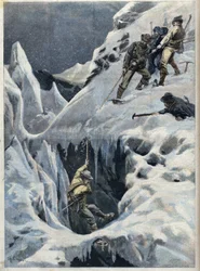 La catástrofe del Mont Blanc: la muerte de los viajeros y sus guías durante la expedición, en «Le Petit Parisien»