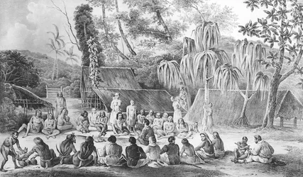 Los jefes de Tikopia recibieron a los oficiales del Astrolabe, de 