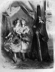 Las hijas del “harén” del Rey de Francia Luis XV llamado el Bienamado (1710-1774). Grabado en “Historia de los Papas-Reyes-Reinas y Emperadores a través de los siglos” por Maurice Lachatre