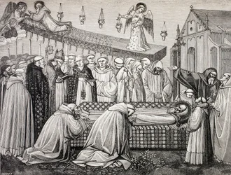 La muerte de San Benito de Nursia en la Abadía de Monte Cassino, de 