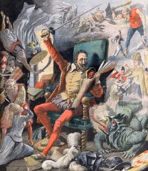 El sueño de Don Quijote. Le Reve de Don Quixote (Miguel De Cervantes) - Ilustración para Le petit Journal, 21 de mayo de 1905.