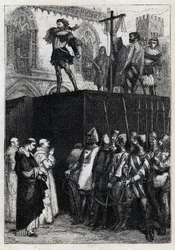 La ejecución de Conradino (o Conrado de Hohenstaufen) Rey de Sicilia y Duque de Suabia (1252-1268) por orden de Carlos de Anjou después de la batalla de Tagliacozzo en 1268 (Ejecución de Conradino (o Conrado el joven), último rey Staufer de Sicilia, despué