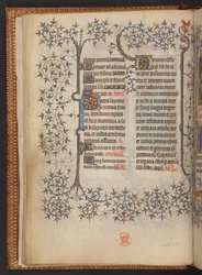 La primera hoja de las Horas de la Cruz, Libro de Horas, Add MS 32454 f.8v, Francia