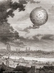 El primer vuelo en globo sin ataduras, por Jean-François Pilâtre de Rozier y el Marqués d