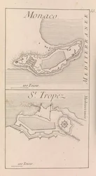 Las fortificaciones de Mónaco y St. Tropez , c.1760 (impresión)