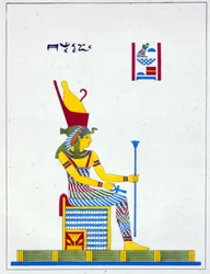 La diosa Neith, ilustración de Pantheon egyptien: colección de personajes mitológicos del antiguo Egipto, por Jean-Francois Champollion, publicado c.1986