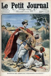 Los héroes del colonialismo (en el norte de África) son honrados - grabado alegórico 