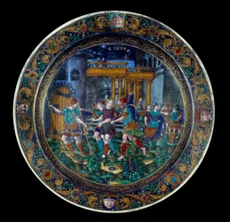 El encarcelamiento de San José. Placa en esmalte coloreado producida en Limoges en el siglo XVI. París, Museo del Louvre