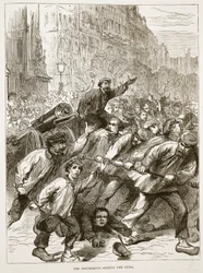 Los insurgentes apoderándose de los cañones, marzo de 1871, ilustración de la Historia de la Guerra entre Francia y Alemania de Cassell, 1870-1871