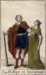 El rey de Tebas Edipo con su hija Antígona. De “Mitología de la juventud” por Pierre Blanchard 1803.