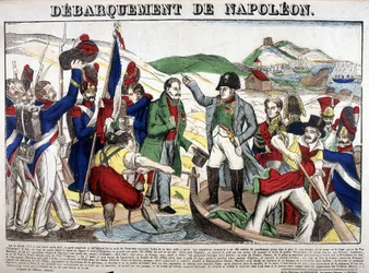 El desembarco en el Golfo Juan: Napoleón I regresó a Francia el 1 de marzo de 1815 después del período de exilio en la isla de Elba. Imagen de Epinal