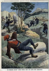 El último bandido corso cae bajo los golpes de los gendarmes: "Le Petit Journal" del 5 de diciembre de 1909 (grabado)