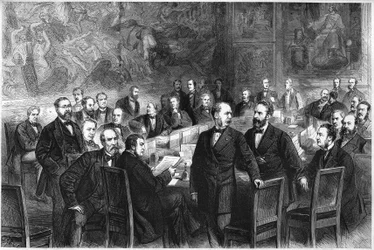 Los miembros de la «Comisión de los Treinta» (comité de la Asamblea Nacional francesa durante la Tercera República encargado de elaborar propuestas constitucionales): Jules Armand (Jules-Armand) Dufaure, Félix de Tarteron, Louis Grivart, Lucien Brun