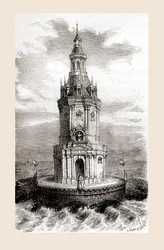El faro original del siglo XVII de Cordouan, cerca de la desembocadura del estuario de Gironda en Francia, de 
