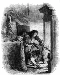 El dramaturgo Jean Galbert de Cammistron (1656-1723) correspondencia con el Duque Louis Joseph de Vendome (1654-1712). Grabado de 1856.
