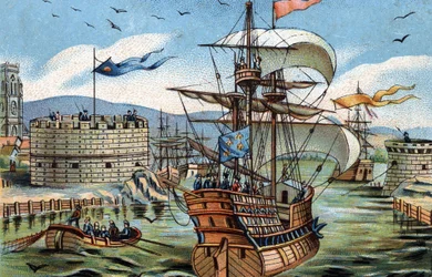 El puerto de Le Havre en 1520