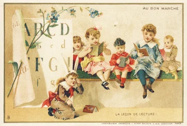 La lección de lectura, París, c.1900 (cromolitografía)