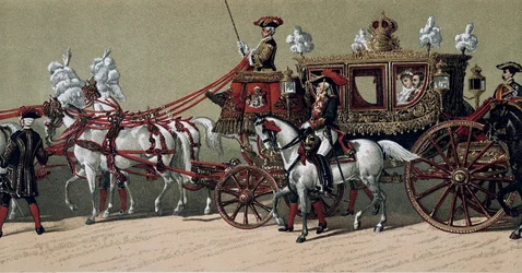 El cortejo real en el matrimonio del Rey Alfonso XII de España (1857-1885) y María Cristina de Teschen (1858-1929) en 1879 (pintura)