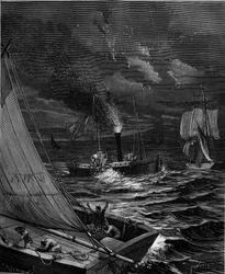 El barco fue hecho en 1807 por Robert Fulton para la ruta Nueva York - Albany en el río Hudson