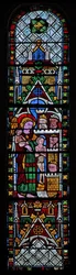 La ventana oeste que representa una escena del Juicio Final: los Elegidos siendo llevados al cielo?