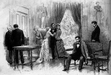 Representación teatral: “El mercader de su honor” de Jules Duval. Acto IV, última escena. París, Théâtre de Cluny