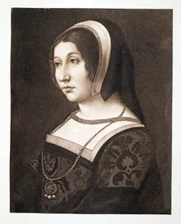 Se cree que es Margarita Tudor, hija de Enrique VII, Reina de Escocia, c.1520, pub. 1902