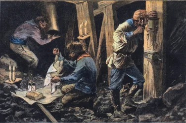 Tres mineros enterrados vivos en América, del periódico "Le Petit Parisien"