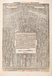 Página del título mostrando el Parlamento de Toulouse, 1515