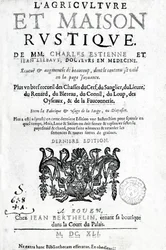 Página de título de LAgriculture et Maison Rustique, por Charles Estienne, edición publicada en 1641