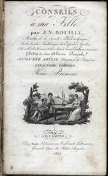 Portada de "Consejos a mi hija" de Jean Nicolas Bouilly (1763-1842). 1820. Colección privada.