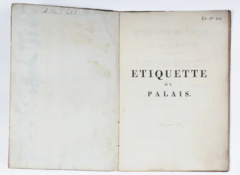 Página de título de la Etiqueta del Palacio, Lucca, 1805