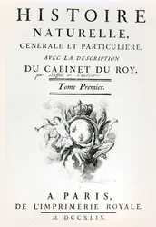 Portada de Histoire Naturelle, Generale et Particuliere por Buffon, París, 1749