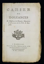 Portada del Libro de Quejas de los Diputados, Comerciantes y Armadores de Marsella, 1789