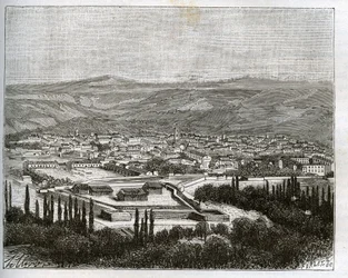 Tlemcen en Argelia en el siglo XIX - grabado en "La France illustrée: géographie, histoire, administración estadística" por V.A. Malt-Brown. 1884