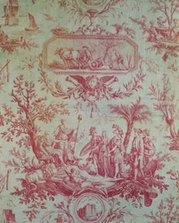 Toile de Jouy, Ilustrando una Alegoría de Luis XVI, Rey de Francia, restaurador de la libertad en febrero de 1790