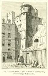 Tour Bichat, según un dibujo de Goblain, 1824, comunicado por M. Bonnardot