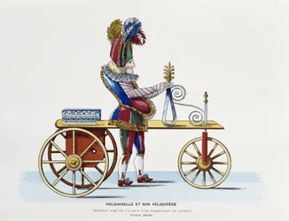 Juguete del Primer Imperio: Polichinela y su velocípedo