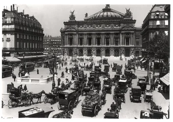 Tráfico frente a la Ópera de París, 1890-99