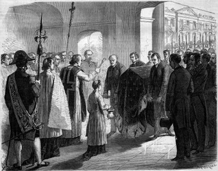 Traslado de las cenizas de José Bonaparte (1768-1844), rey de Nápoles y luego de España y hermano de Napoleón I, a la iglesia de los Inválidos, París