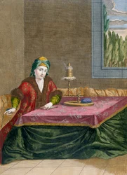 Mujer turca hilando hilo, c.1708