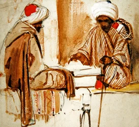 Dos árabes jugando al backgammon