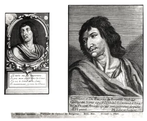 Dos retratos de Savinien Cyrano de Bergerac (1619-55), a la derecha después de Zacharie Heince (1611-69)