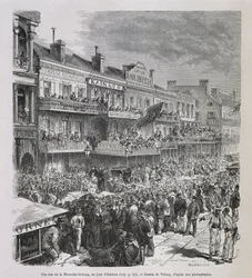 Una calle de Nueva Orleans en el día de las elecciones 1875 - en "Le Tour du Monde", 2º semestre 1876