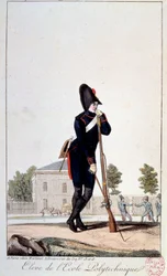 Uniforme: un estudiante de la Escuela Politécnica en el siglo XIX. Impresiones del siglo XIX. París, Museo Carnavalet
