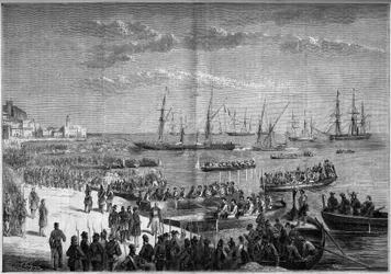 Unificación de Italia - Expedición de los Mil o Camisas Rojas - Evacuación de Milazzo (Sicilia), julio de 1860: El General Bosco y las tropas napolitanas de Francisco II abandonaron la Ciudadela de Milazzo tras su derrota contra los Mil de Giuseppe Garibal