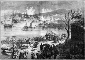 Unidad de Italia - Expedición de los Mil o Camisas Rojas liderada por Giuseppe Garibaldi (1807-1882) - Sitio de Gaeta