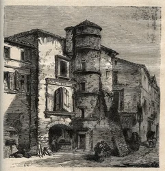 Uzès - el viejo castillo - Gard - Francia - grabado en 